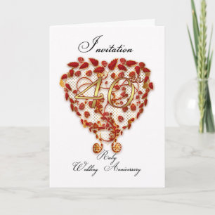 40e anniversaire mariage carte d'invitation - ruby