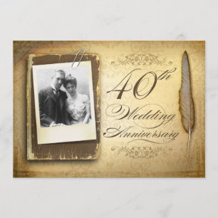 40e anniversaire mariage photo invitations vintage
