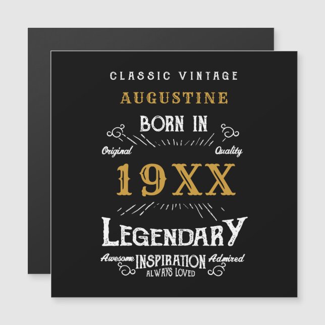 40e anniversaire Nom année Magnetic Black Gold (Devant / Derrière)