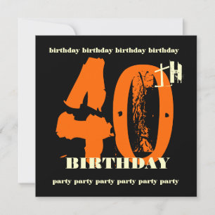 40e anniversaire Orange Grunge Invitation