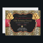 40e anniversaire ou tout âge Léopard invitation<br><div class="desc">Cette invitation est pour une fête d'anniversaire ou un dîner. Les mots peuvent être changés à votre goût.</div>