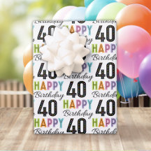 40e anniversaire Papier d'enveloppement de typogra
