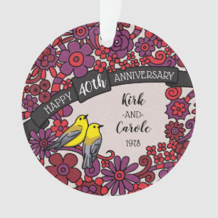 40e anniversaire personnalisé, oiseaux de la flor
