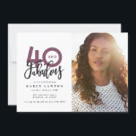 40e anniversaire photo 40 & fabuleux moderne color<br><div class="desc">Faire 40 look,  soixante-dix et fabuleuse invitation d'anniversaire photo. Design de typographie de texte de script moderne. Partie d'une collection. Les couleurs peuvent être changées.</div>