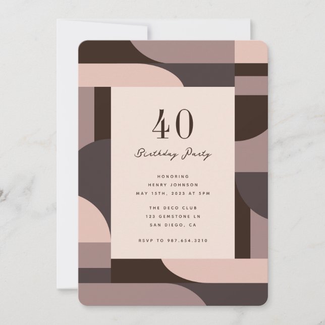 40e anniversaire Retro Arches Invitation (Devant)