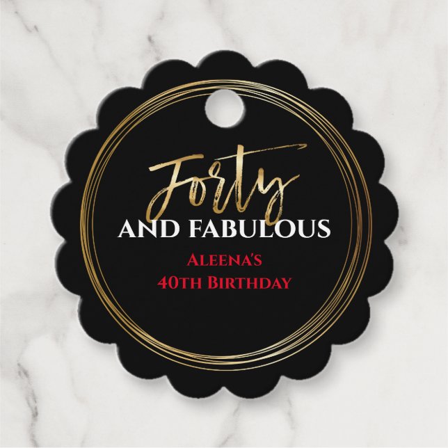40e ET FABULEUSE étiquette cadeau d'anniversaire B (Devant)