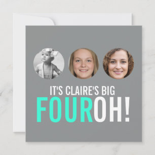 40e FOUROH gris et rose ! photo invitation d'anniv