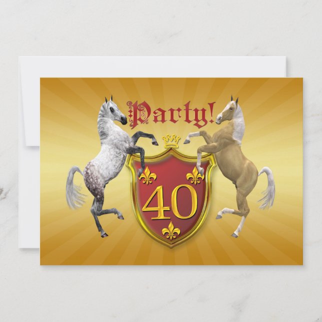 40e invitation de fête d'anniversaire avec armoiri (Devant)