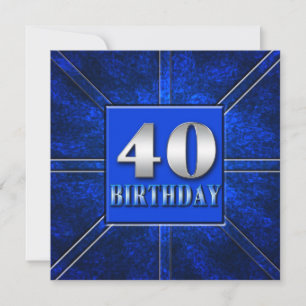 40E INVITATION DE FÊTE D'ANNIVERSAIRE - BLEU/ARGEN