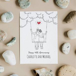 40e Mariage Ruby Anniversaire Red Heart Swing Card