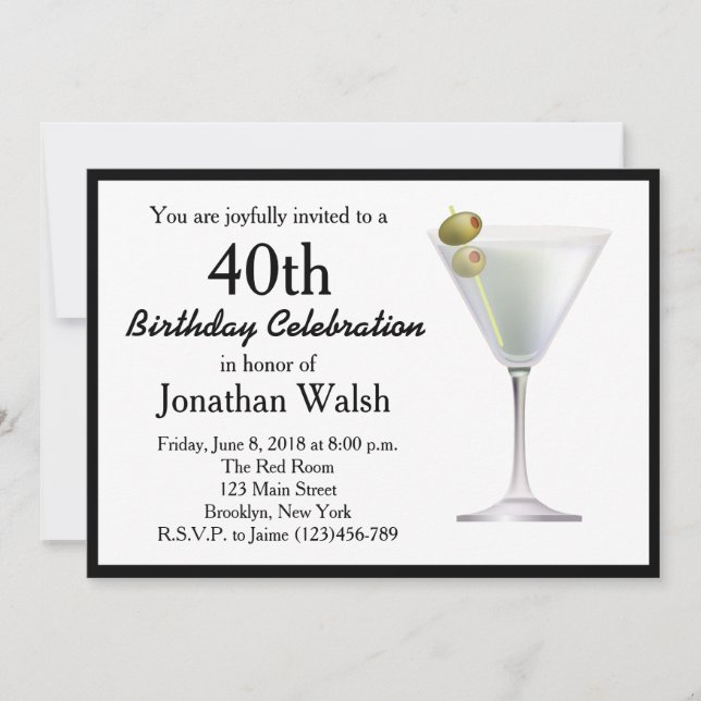 40e Martini surprise Invitation d'anniversaire (Devant)