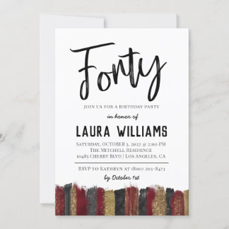 40ème Script Word Invitation d'anniversaire
