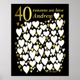 40th Birthday Poster - 40 Reasons We Love You