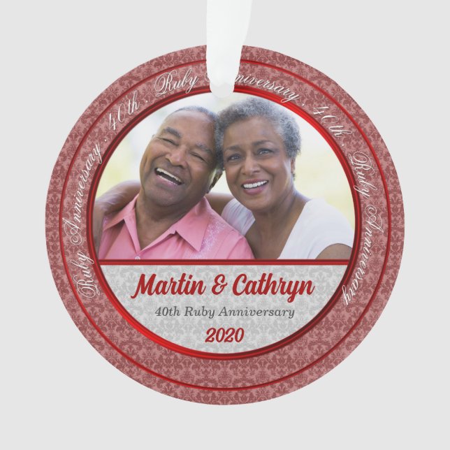 40th Ruby Red Anniversary with Damask and Photo (devant)