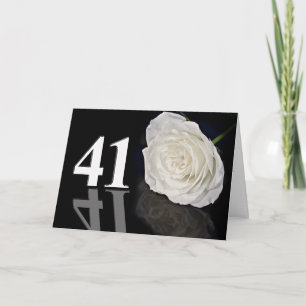 41e Anniversaire Carte avec une rose blanche class