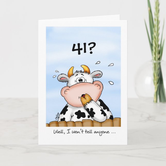 41e anniversaire - Carte humoristique avec vache s (Devant)