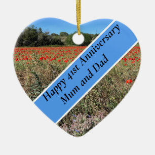 41e anniversaire de Mariage ornement en céramique