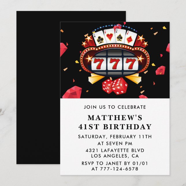 41e anniversaire invitation Casino Poker Playing c (Devant / Derrière)