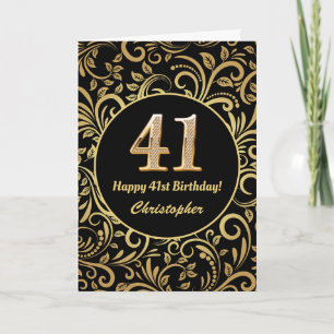 41e anniversaire Modèle floral noir et or