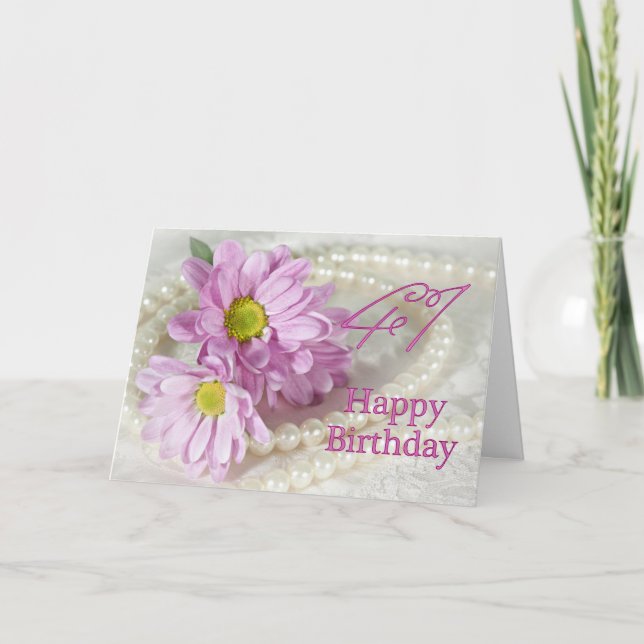 41e carte d'anniversaire avec marguerites (Devant)