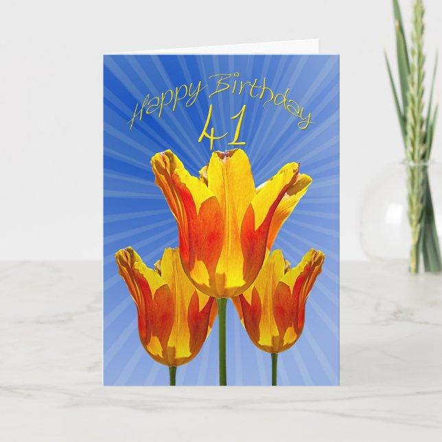 41e carte d'anniversaire, tulipes pleines de solei (Devant)