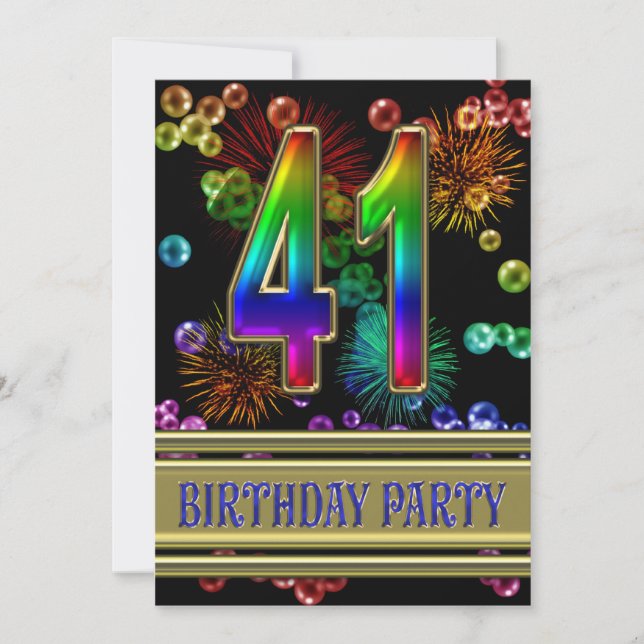 41e fête d'anniversaire Invitation avec bulles (Devant)