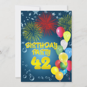 42e fête d'anniversaire Invitation avec ballons