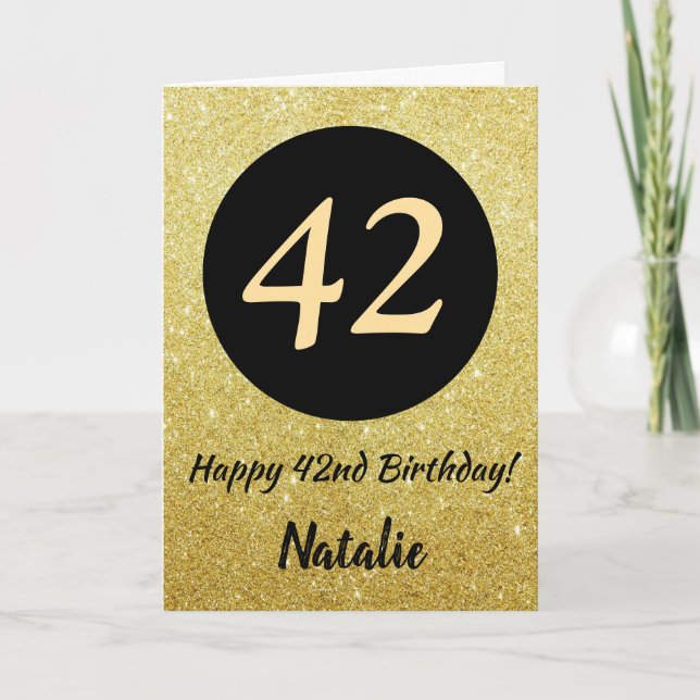 42e Joyeuse carte de Parties scintillant Black and (Devant)