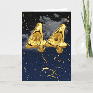 44e Anniversaire Gold Mylar Balloon et carte Confe
