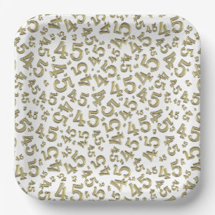 45 Assiettes en papier motif nombre aléatoire or/b