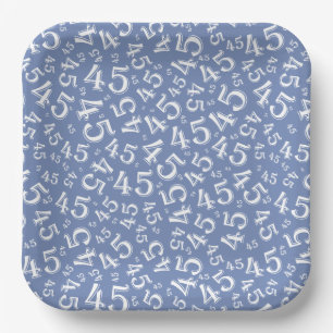 45 Assiettes en papier motif numérique aléatoire b