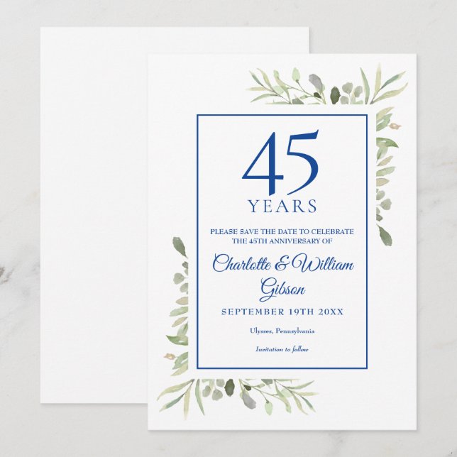 45e 65e Anniversaire de Mariage Carte de Pré-annon (Devant / Derrière)