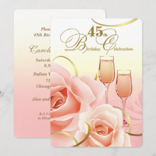 45e anniversaire Fête Invitations personnalisées