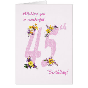 45e anniversaire Fleur numéros décorés