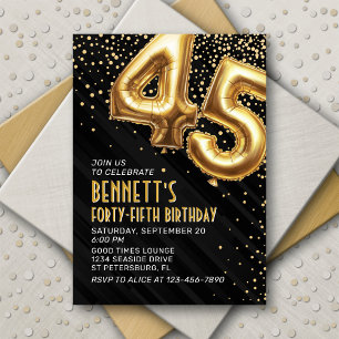 45e anniversaire Gold Black Invitation