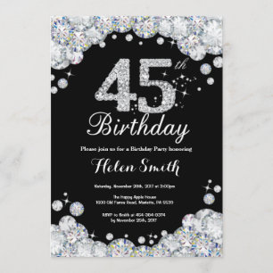 45e anniversaire Invitation Chalkboard Silver Diam