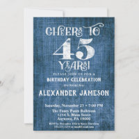 45e anniversaire Invitation Linen Bleu Bravo rusti