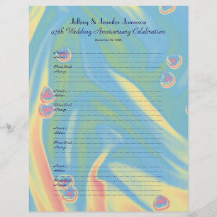 45e Anniversary Hearts Guest Book Sign-in Page