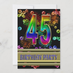 45e fête d'anniversaire Invitation avec bulles