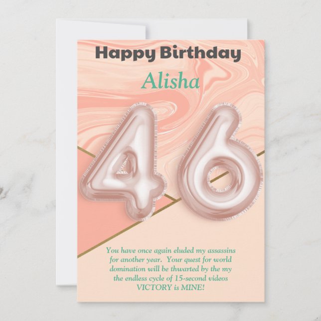 46 ans filles Bonne carte d'anniversaire (Devant)