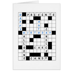 46e anniversaire, Crossword Puzzle carte d'anniver