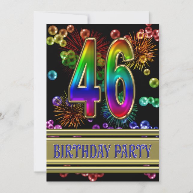 46th Birthday party Invitation with bubbles (Devant)