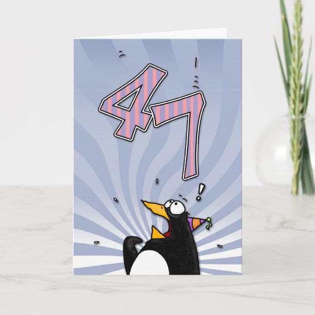 47e anniversaire - Carte de surprise de pingouin (Devant)