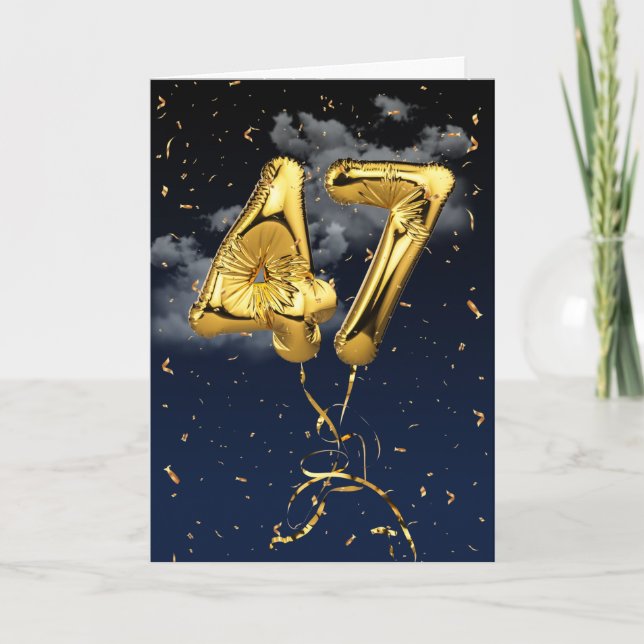 47e anniversaire Gold Foil Balloon et carte Confet (Devant)