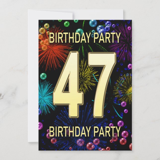47e anniversaire Invitation fête feux d'artifice (Devant)