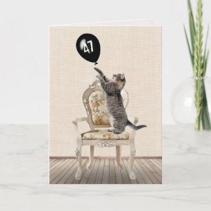 47e anniversaire Tabby Chat sur chaise Carte