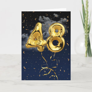 48e Anniversaire Gold Mylar Balloon et carte Confe