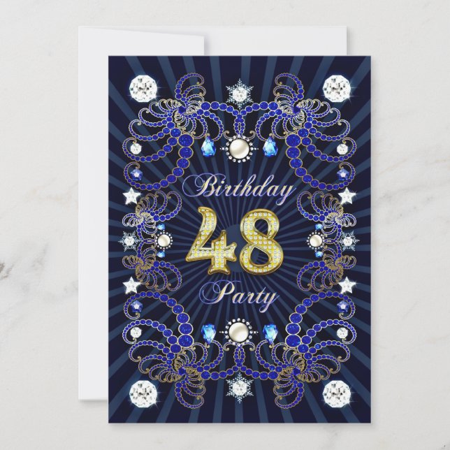 48e anniversaire invitation de fête avec des masse (Devant)