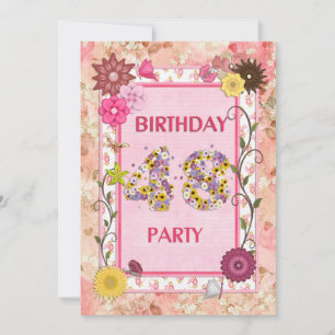 48e anniversaire invitation fête avec cadre fleuri