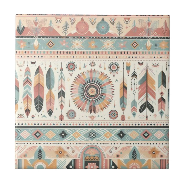 4,25 x 4,25 carreaux en céramique tribale rose (Devant)